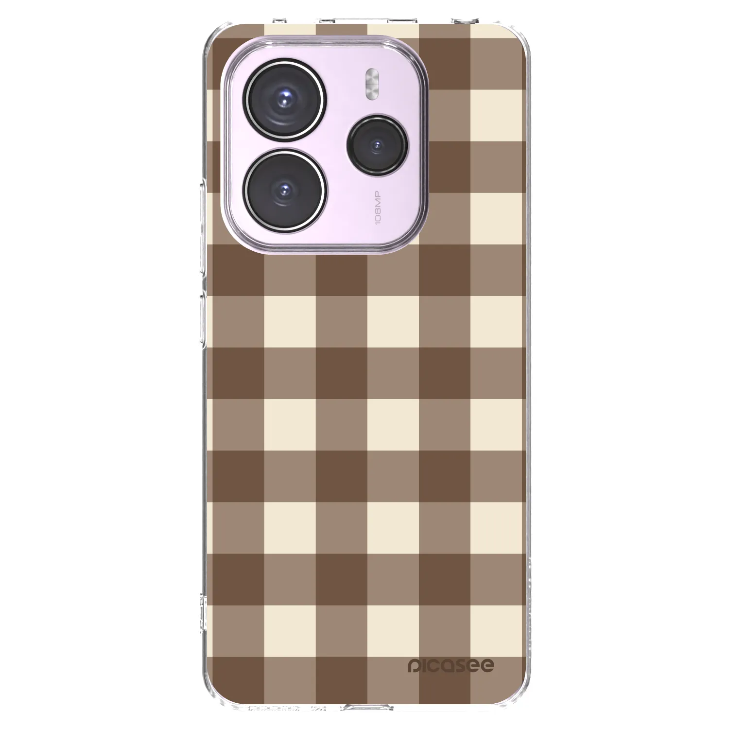Picasee silikonový průhledný obal pro Xiaomi Redmi Note 14 5G - Brown grid