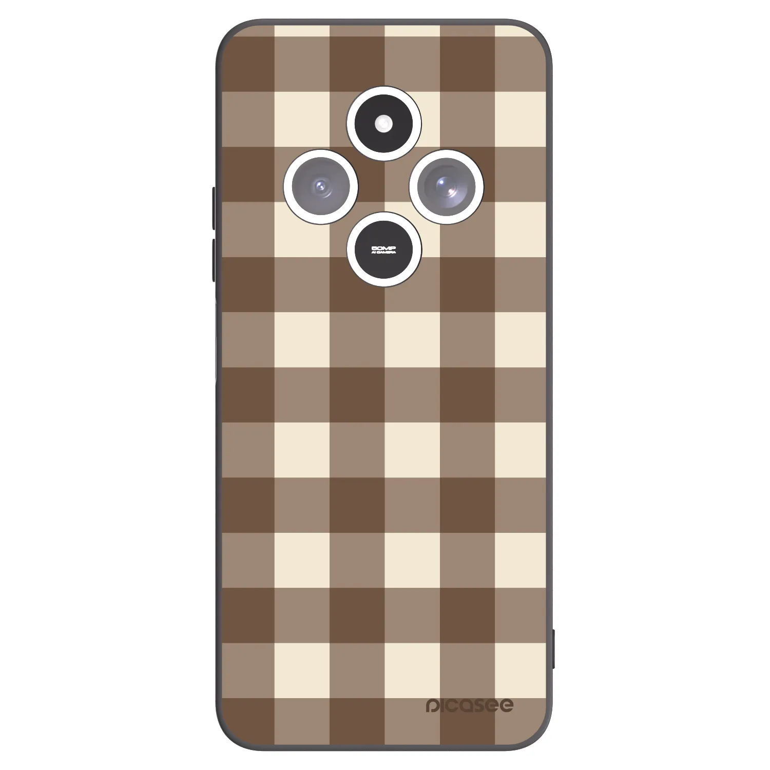 Picasee silikonový černý obal pro Xiaomi Redmi 14C - Brown grid