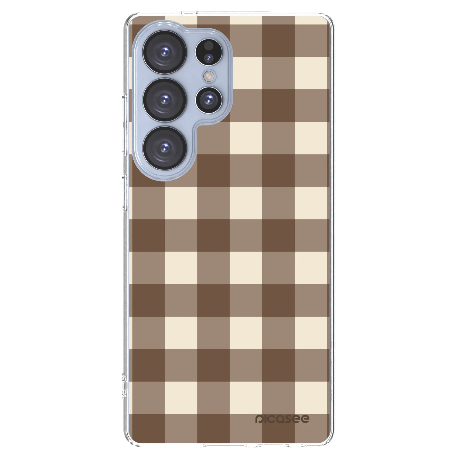 Picasee silikonový průhledný obal pro Samsung Galaxy S25 Ultra 5G - Brown grid
