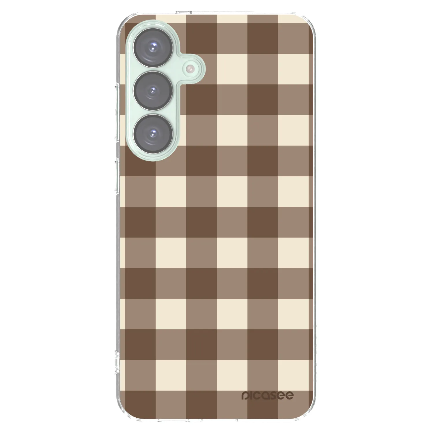 Picasee silikonový průhledný obal pro Samsung Galaxy S25+ 5G - Brown grid