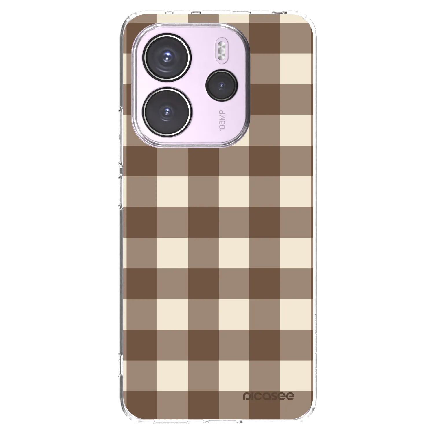 Picasee silikonový průhledný obal pro Xiaomi Redmi Note 14 4G - Brown grid
