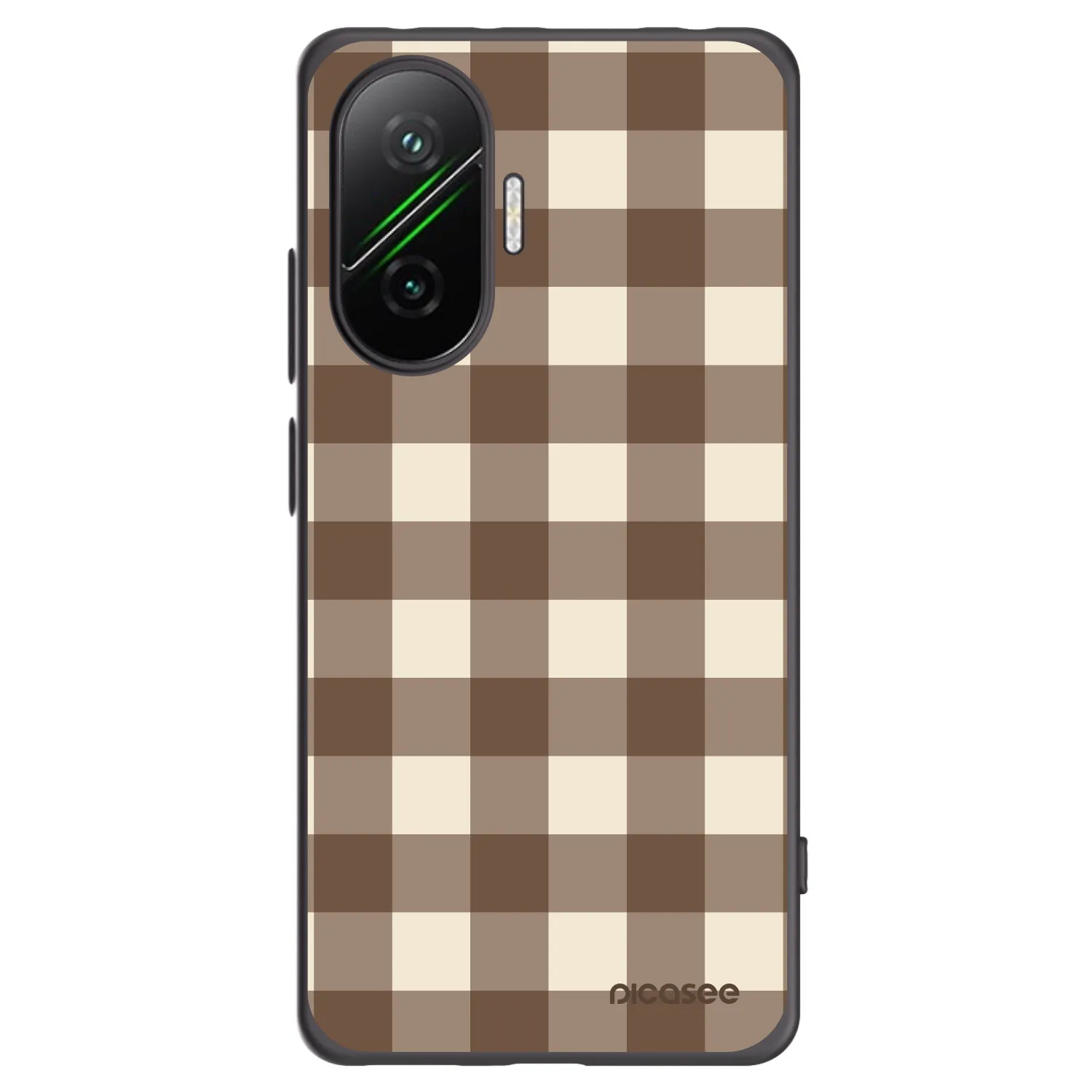 Picasee silikonový černý obal pro Xiaomi Poco F7 5G - Brown grid