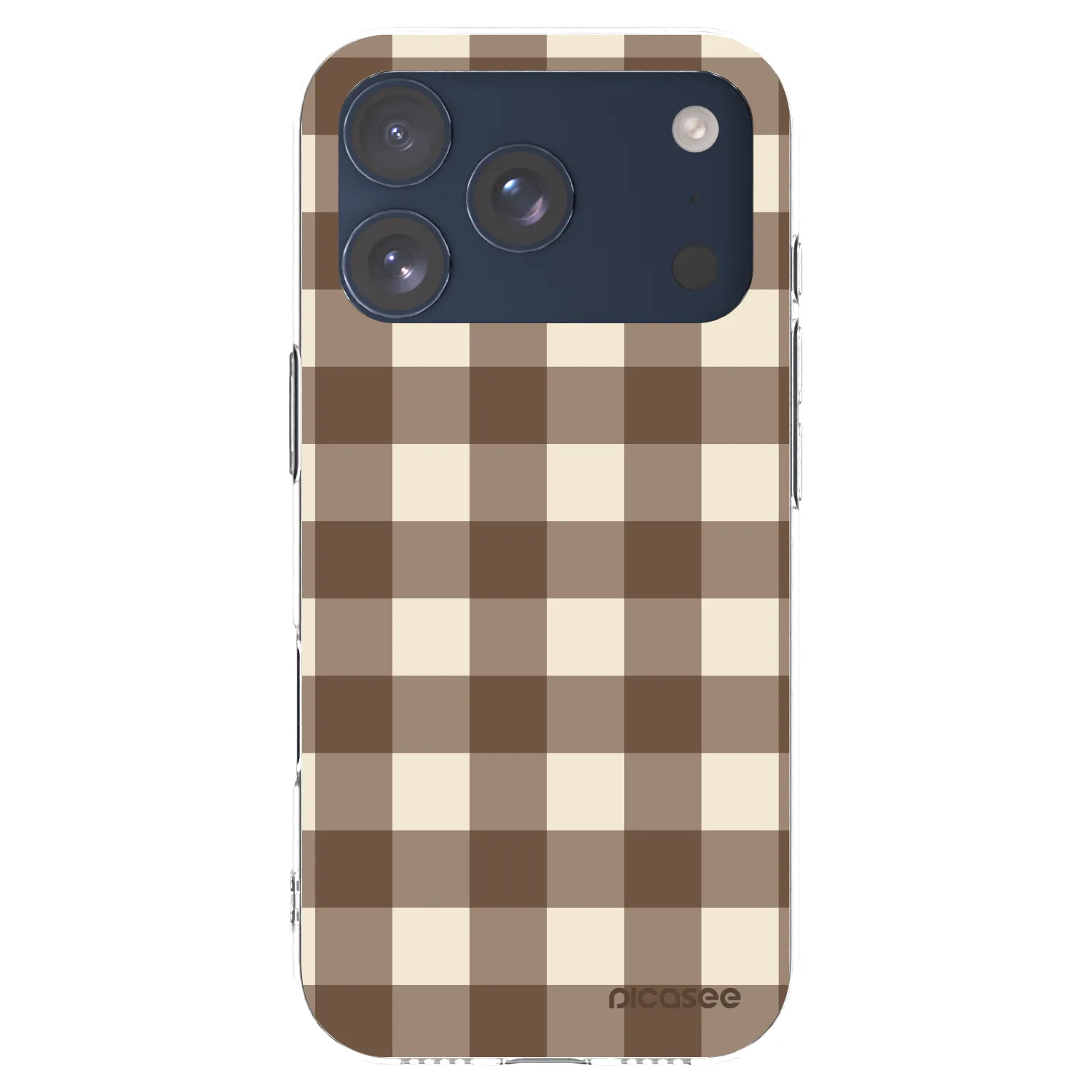Picasee silikonový průhledný obal pro Apple iPhone 17 Pro - Brown grid
