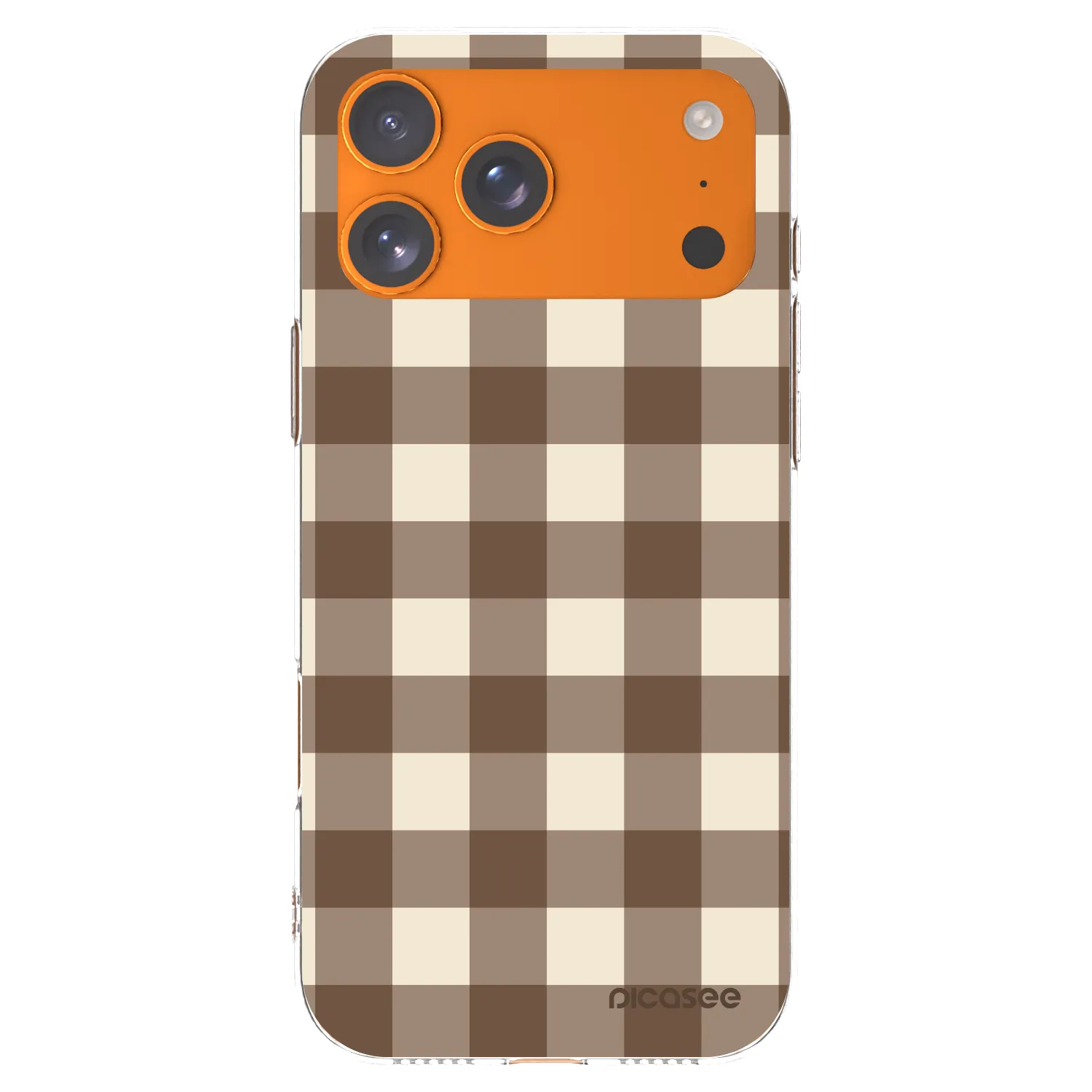 Picasee silikonový průhledný obal pro Apple iPhone 17 Pro Max - Brown grid