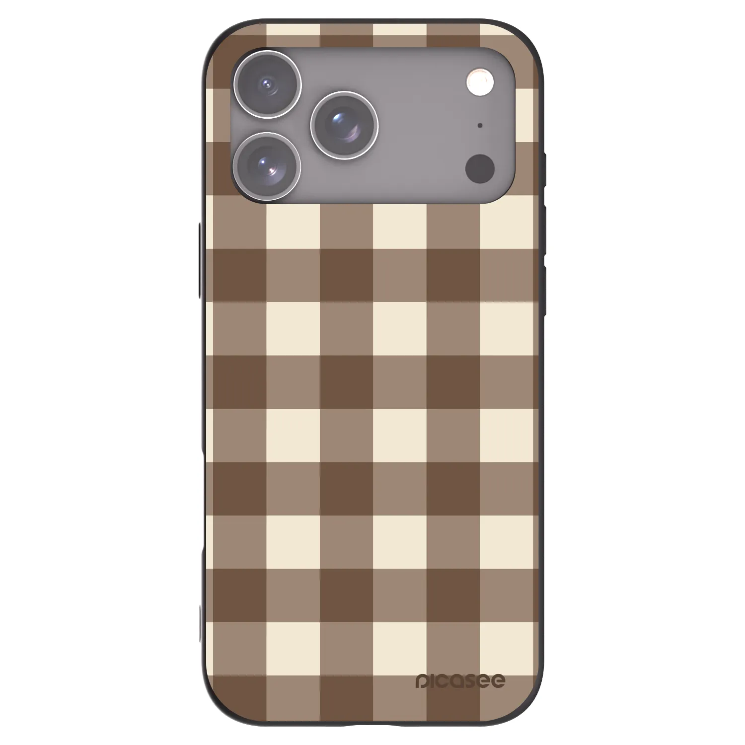 Picasee silikonový černý obal pro Apple iPhone 17 Pro Max - Brown grid