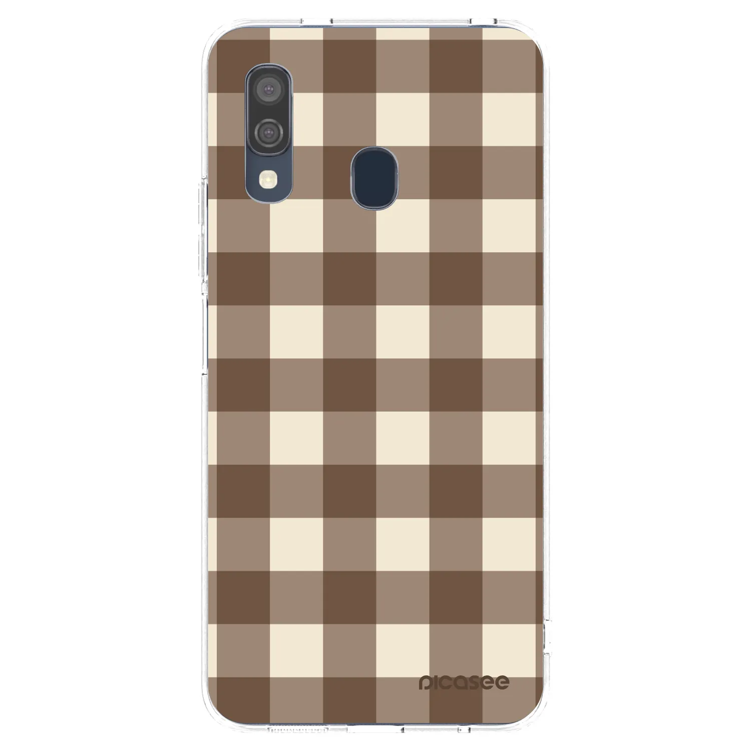 Picasee silikonový průhledný obal pro Samsung Galaxy A40 A405F - Brown grid