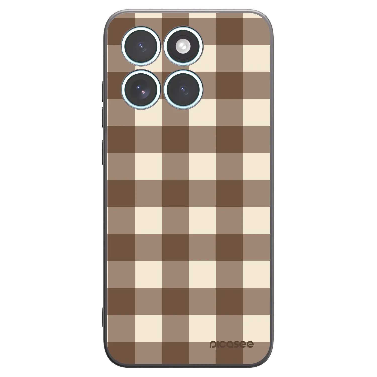 Picasee silikonový černý obal pro Motorola Edge 70 Fusion - Brown grid
