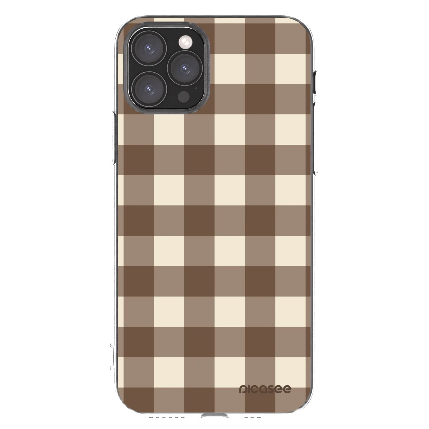 Picasee silikonový průhledný obal pro Apple iPhone 11 Pro - Brown grid
