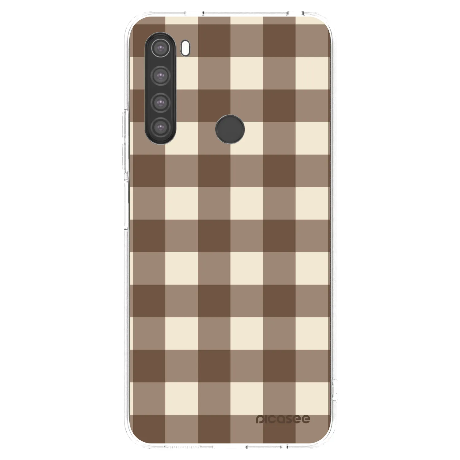 Picasee silikonový průhledný obal pro Xiaomi Redmi Note 8 - Brown grid