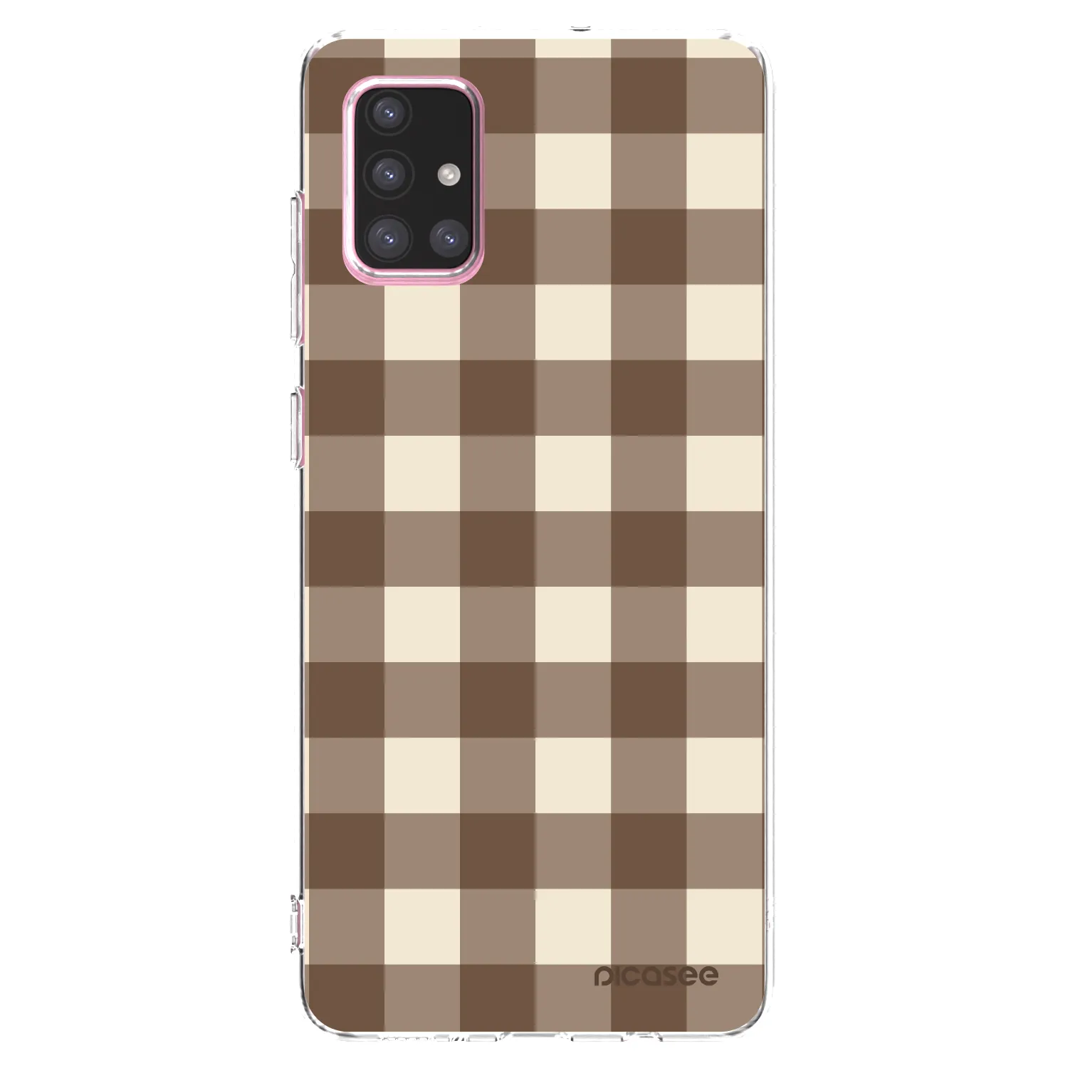Picasee silikonový průhledný obal pro Samsung Galaxy A71 A715F - Brown grid