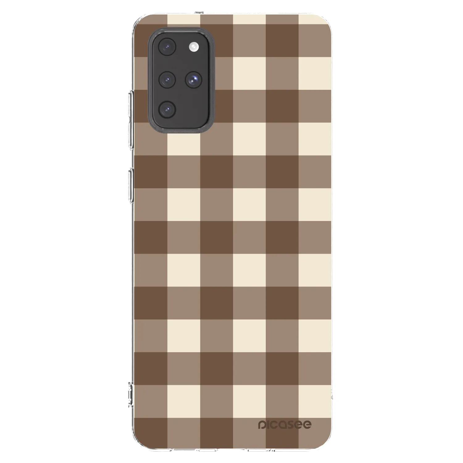 Picasee silikonový průhledný obal pro Samsung Galaxy S20+ G985F - Brown grid