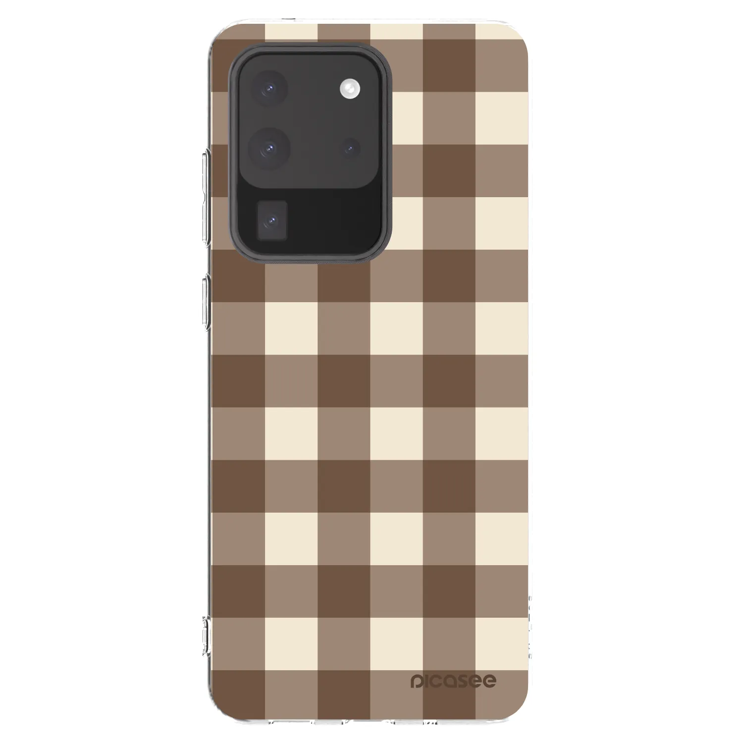 Picasee silikonový průhledný obal pro Samsung Galaxy S20 Ultra 5G G988F - Brown grid