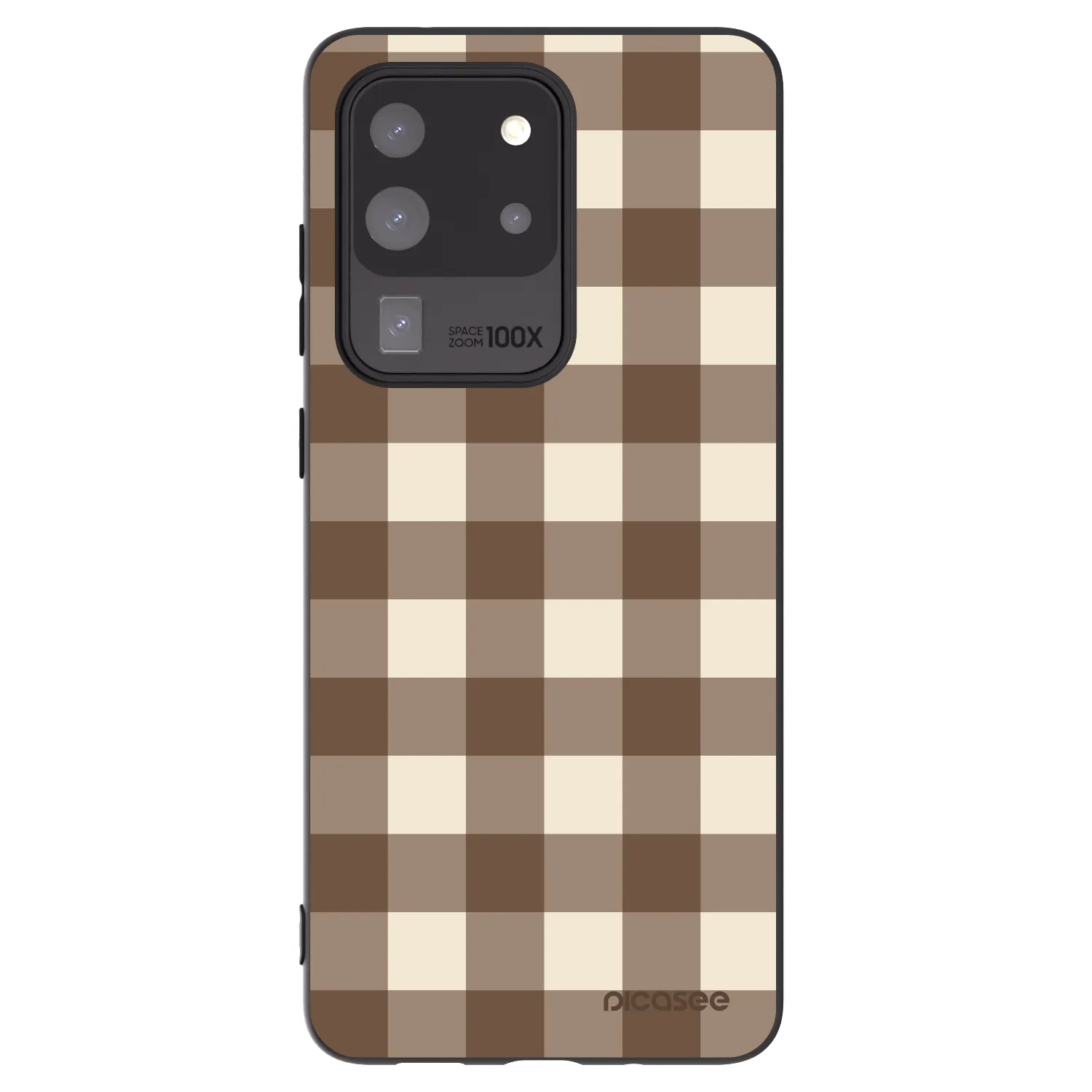 Picasee silikonový černý obal pro Samsung Galaxy S20 Ultra 5G G988F - Brown grid