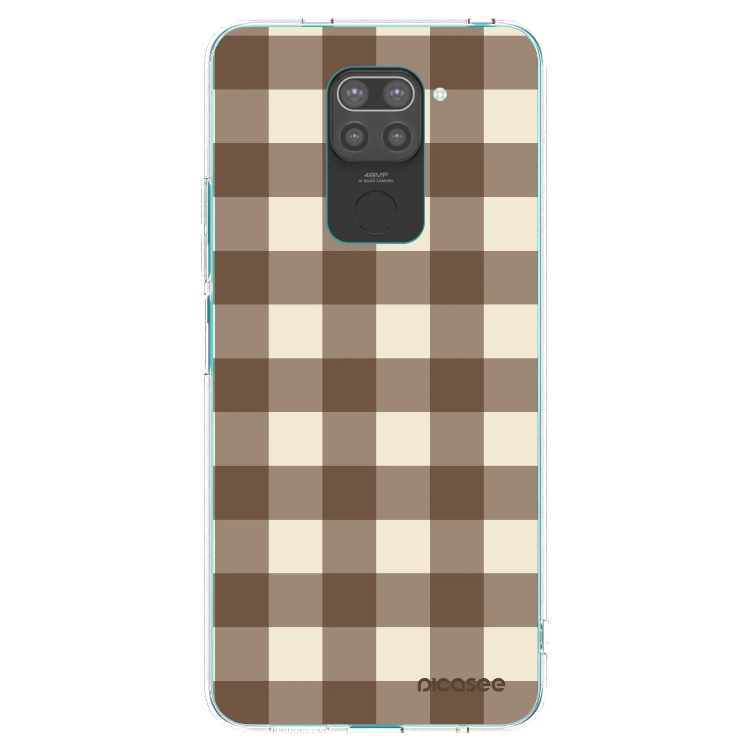 Picasee silikonový černý obal pro Xiaomi Redmi Note 9 - Brown grid