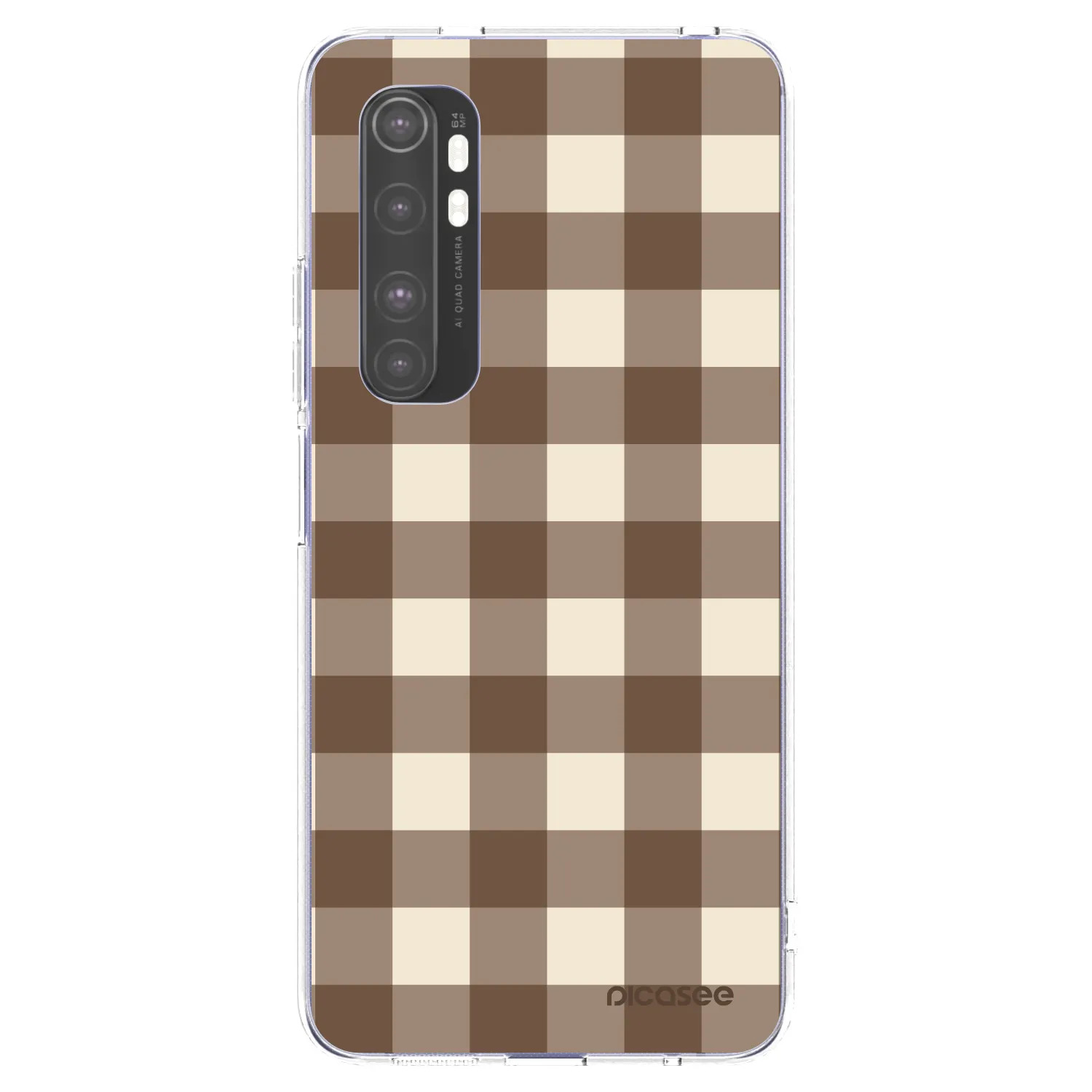 Picasee silikonový průhledný obal pro Xiaomi Mi Note 10 Lite - Brown grid