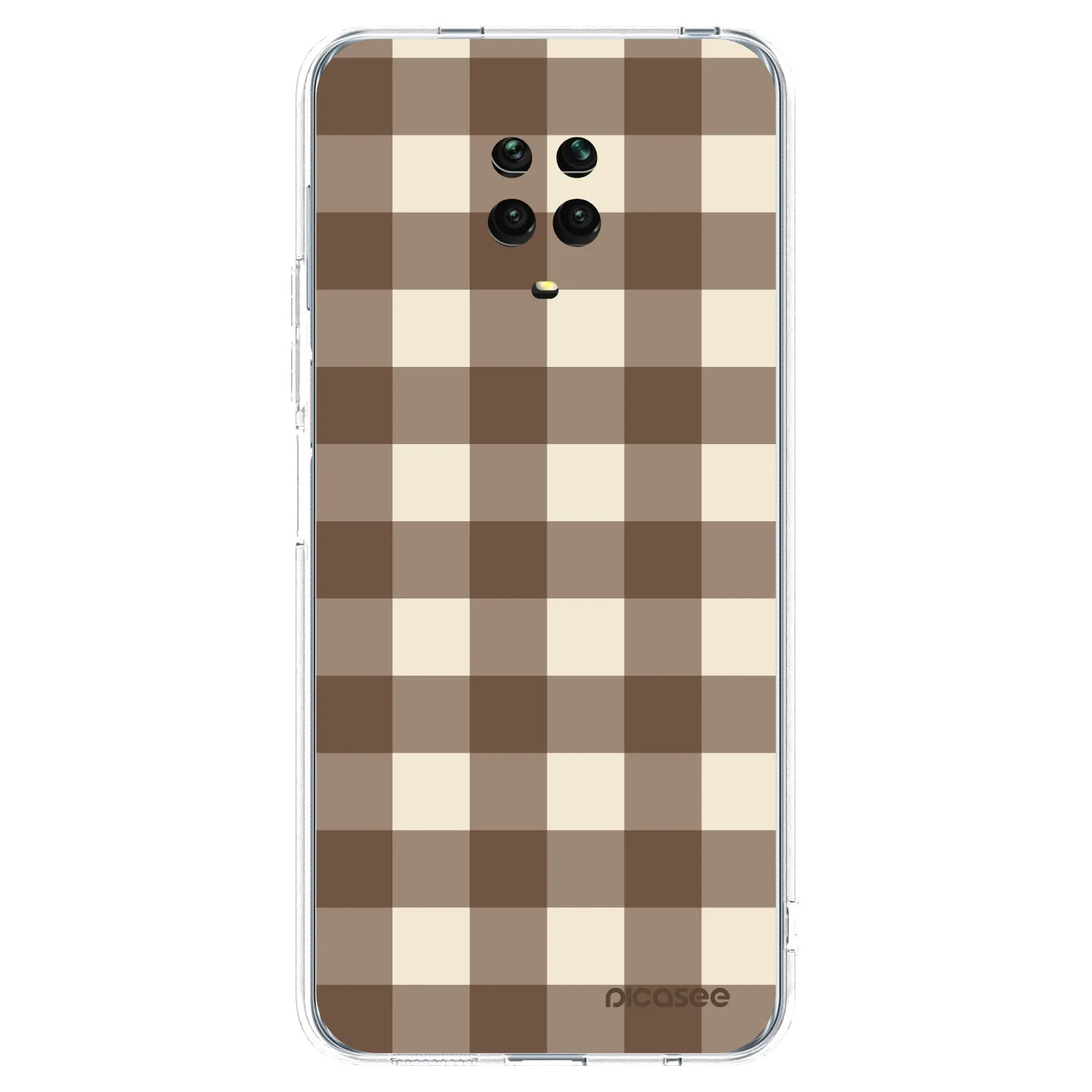 Picasee silikonový průhledný obal pro Xiaomi Redmi Note 9S - Brown grid