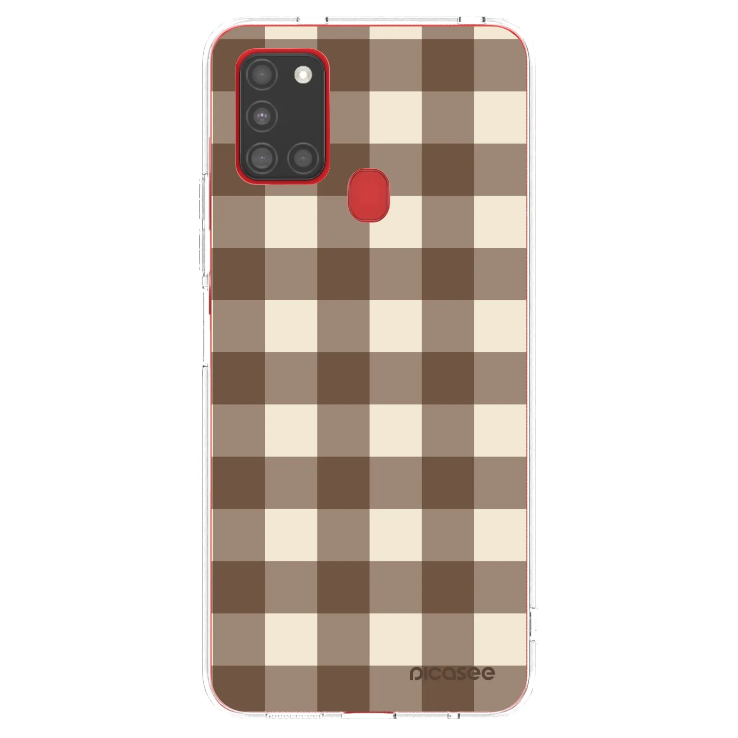 Picasee silikonový průhledný obal pro Samsung Galaxy A21s - Brown grid