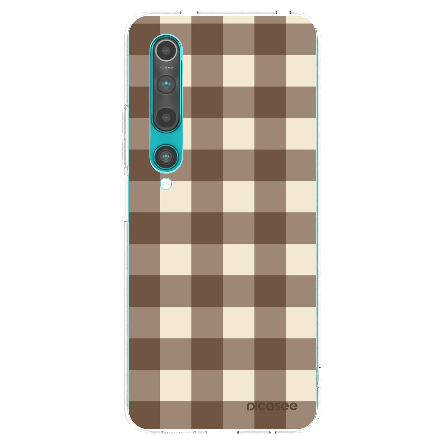 Picasee silikonový průhledný obal pro Xiaomi Mi 10 - Brown grid