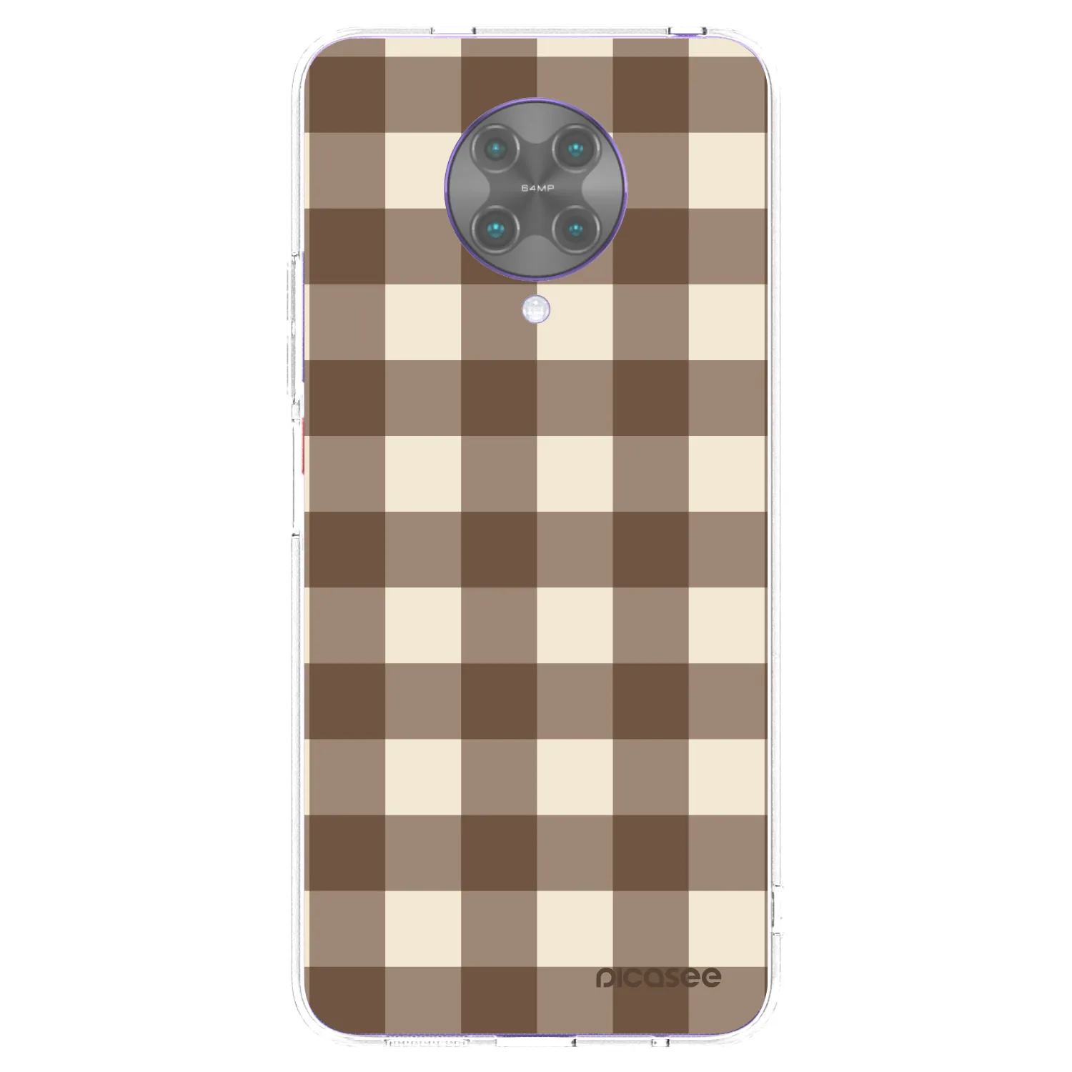 Picasee silikonový průhledný obal pro Xiaomi Poco F2 Pro - Brown grid