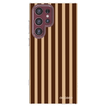 Picasee silikonový průhledný obal pro Samsung Galaxy S22 Ultra 5G - Brown lines