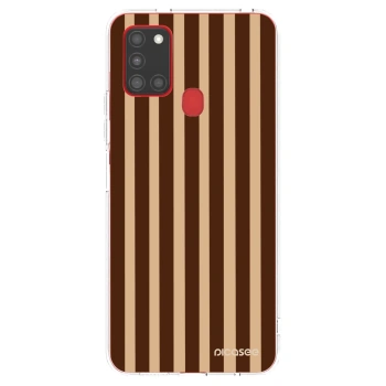 Picasee silikonový průhledný obal pro Samsung Galaxy A21s - Brown lines