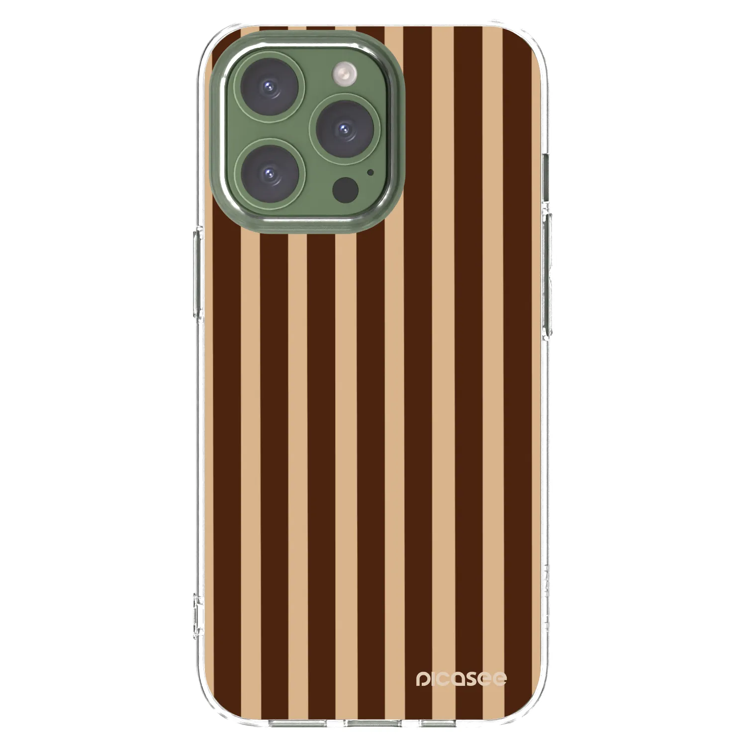 Picasee silikonový průhledný obal pro Apple iPhone 13 Pro - Brown lines