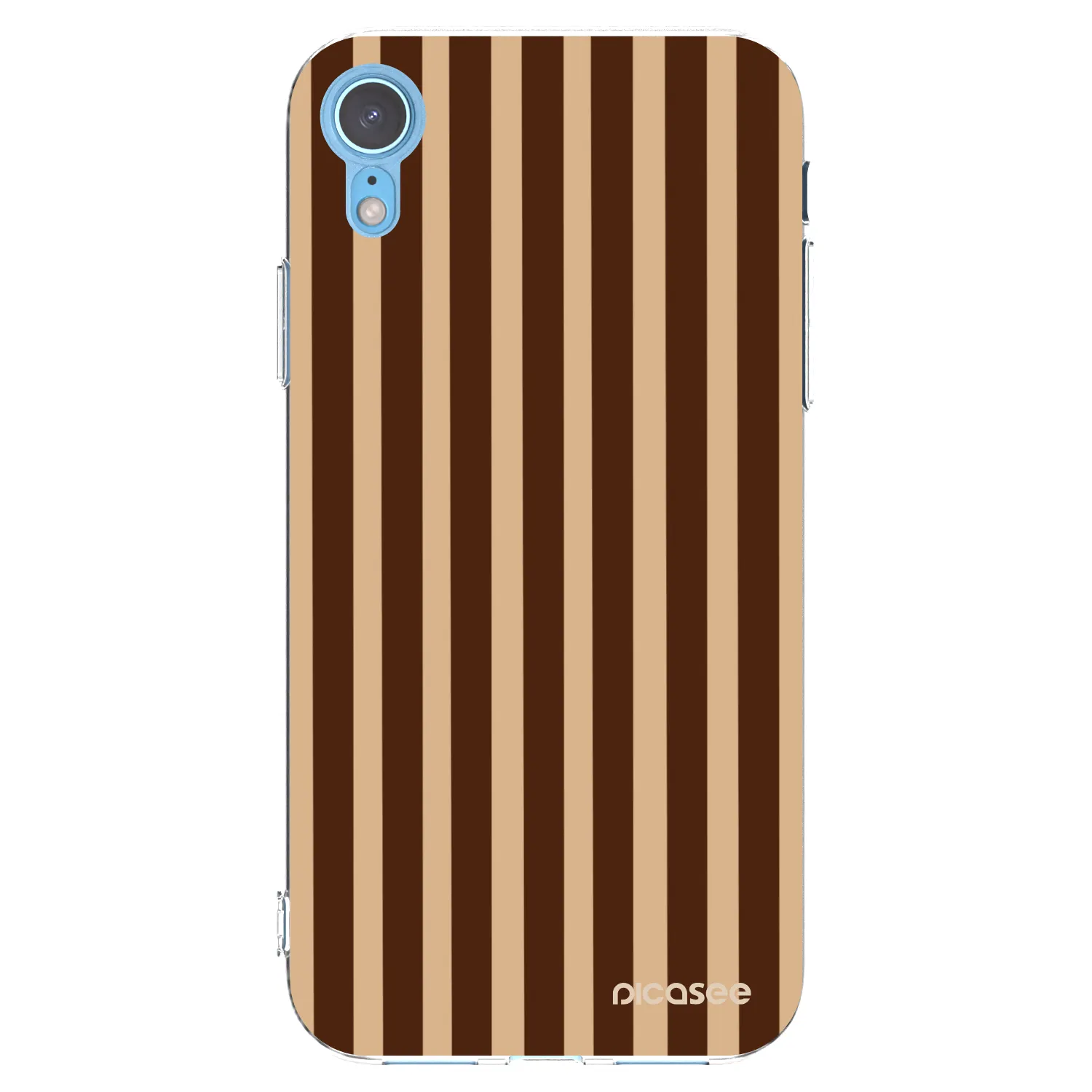 Picasee silikonový průhledný obal pro Apple iPhone XR - Brown lines