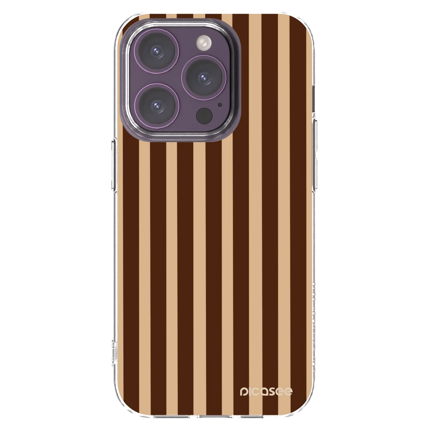 Picasee silikonový průhledný obal pro Apple iPhone 14 Pro - Brown lines