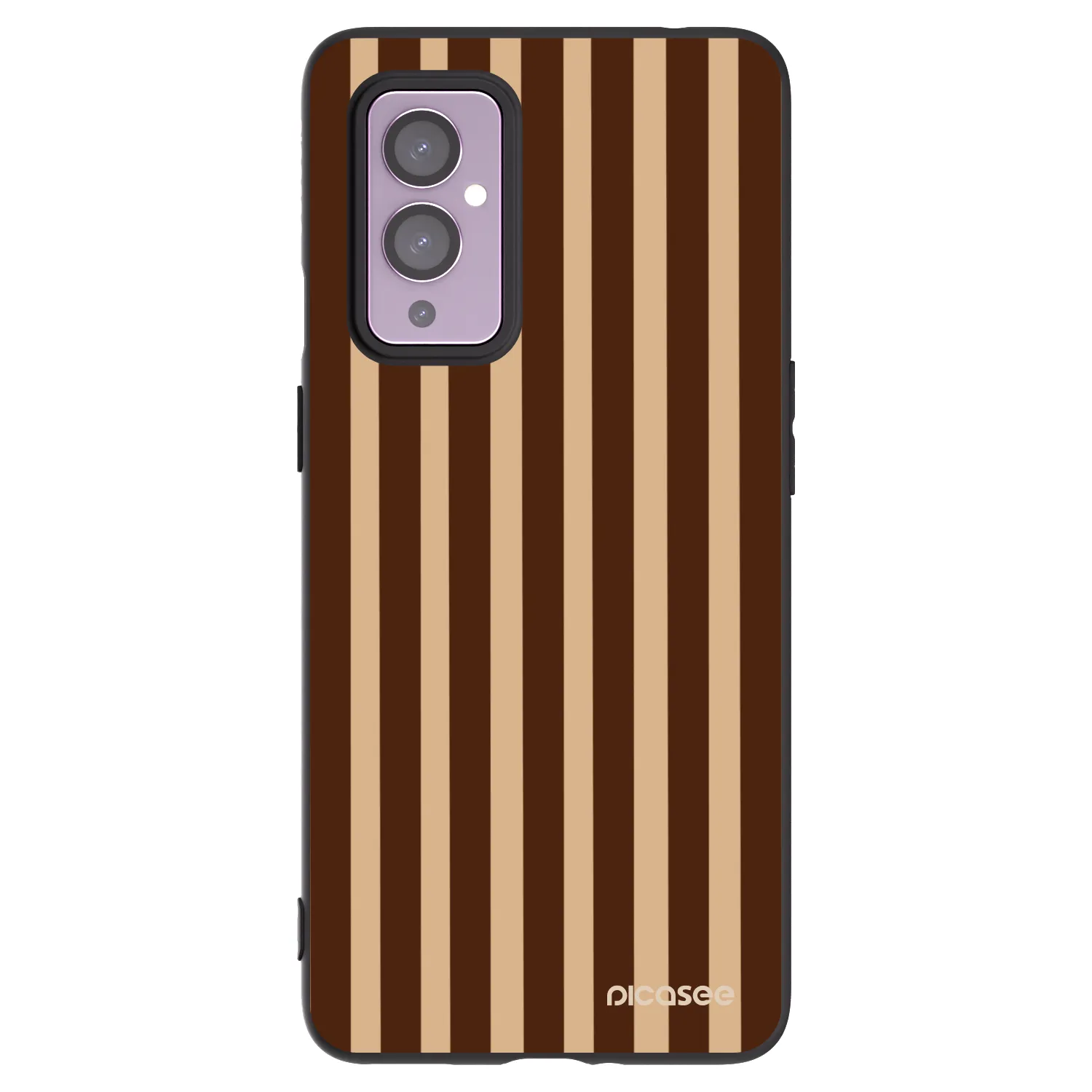 Picasee silikonový černý obal pro OnePlus 9 - Brown lines