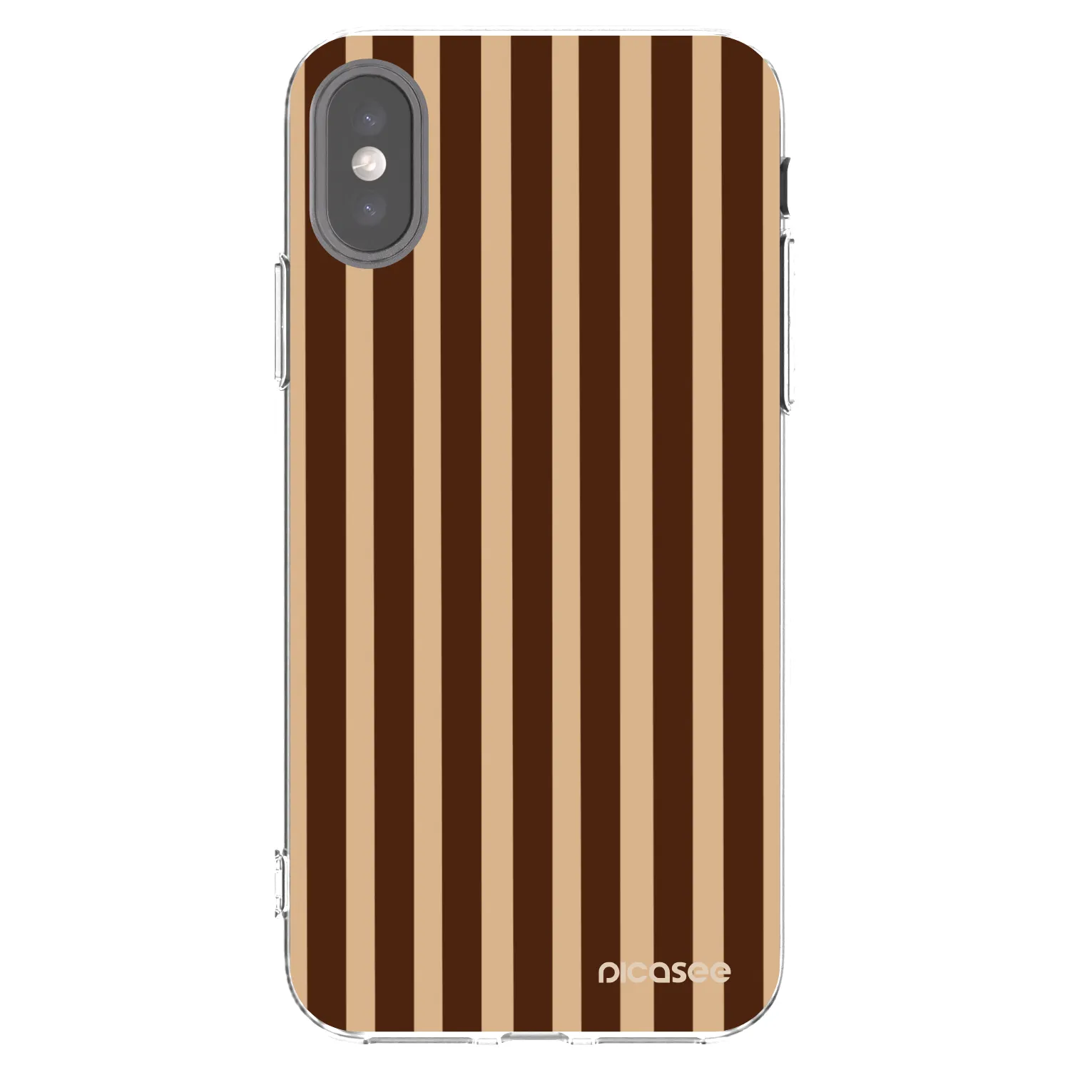 Picasee silikonový průhledný obal pro Apple iPhone X/XS - Brown lines