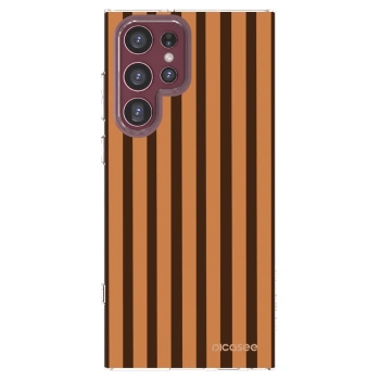 Picasee silikonový průhledný obal pro Samsung Galaxy S22 Ultra 5G - Caramel lines