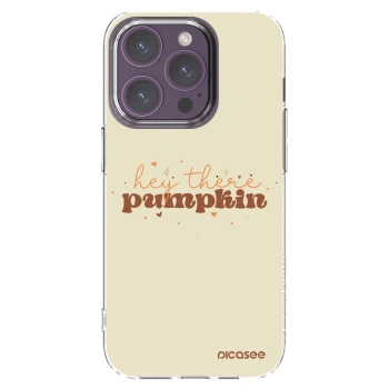 Picasee silikonový průhledný obal pro Apple iPhone 14 Pro - Hey there pumpkin