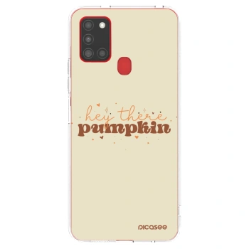 Picasee silikonový průhledný obal pro Samsung Galaxy A21s - Hey there pumpkin