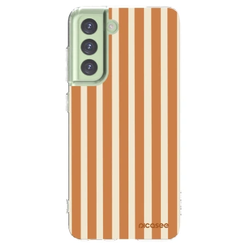 Picasee silikonový průhledný obal pro Samsung Galaxy S21 FE 5G - Orange lines