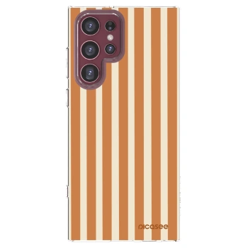 Picasee silikonový průhledný obal pro Samsung Galaxy S22 Ultra 5G - Orange lines