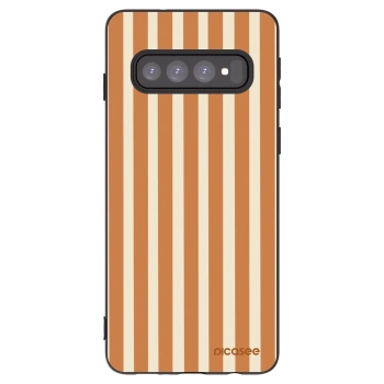Picasee silikonový černý obal pro Samsung Galaxy S10 G973 - Orange lines