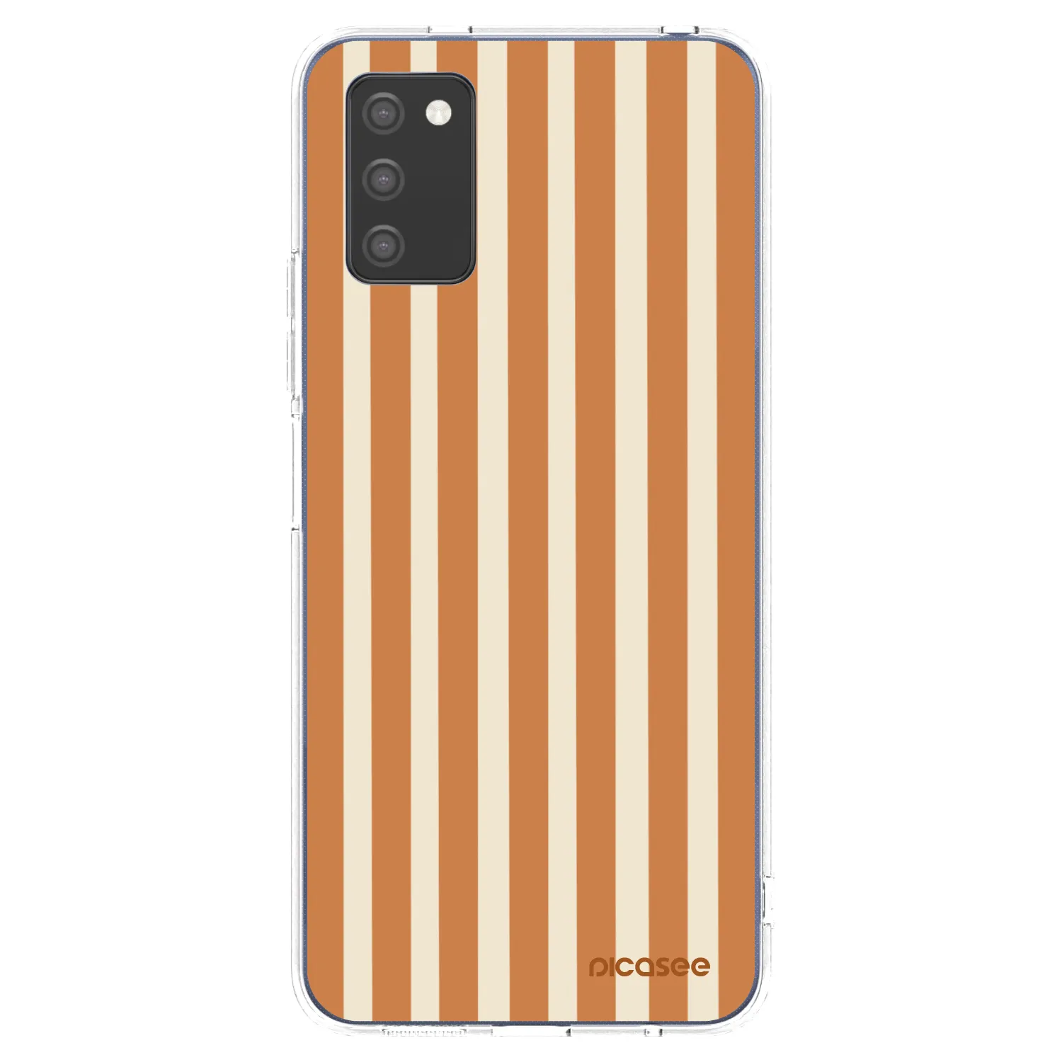 Picasee silikonový průhledný obal pro Samsung Galaxy A02s A025G - Orange lines