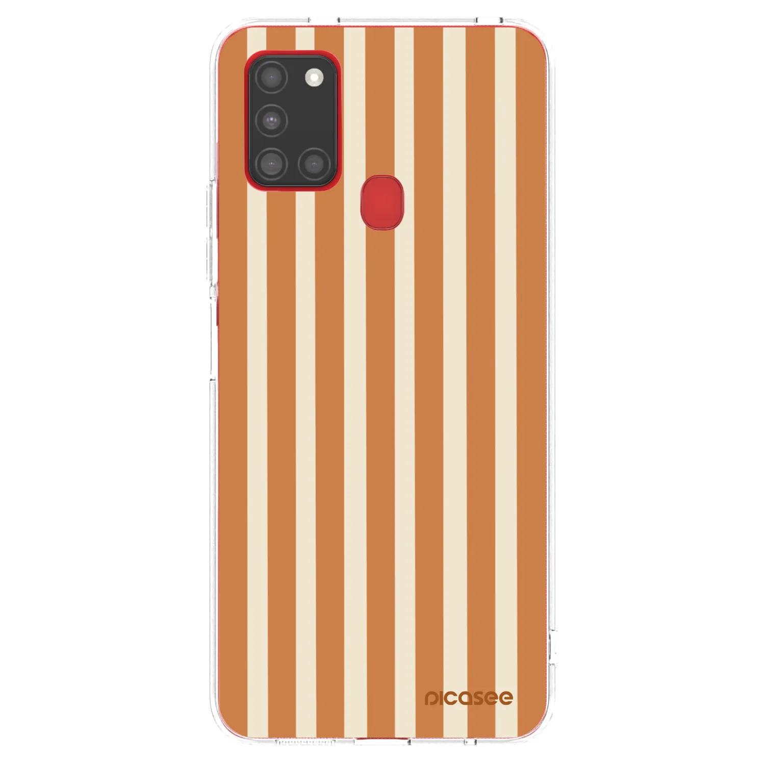 Picasee silikonový průhledný obal pro Samsung Galaxy A21s - Orange lines