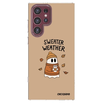 Picasee silikonový průhledný obal pro Samsung Galaxy S22 Ultra 5G - Sweater ghost