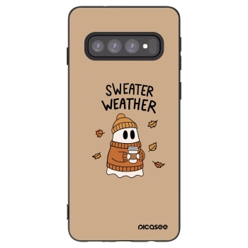 Picasee silikonový černý obal pro Samsung Galaxy S10 G973 - Sweater ghost