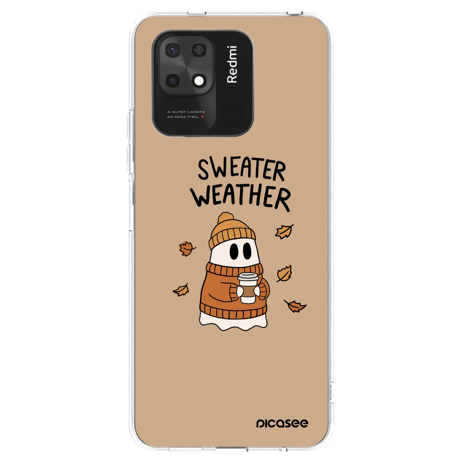 Picasee silikonový průhledný obal pro Xiaomi Redmi 10C - Sweater ghost