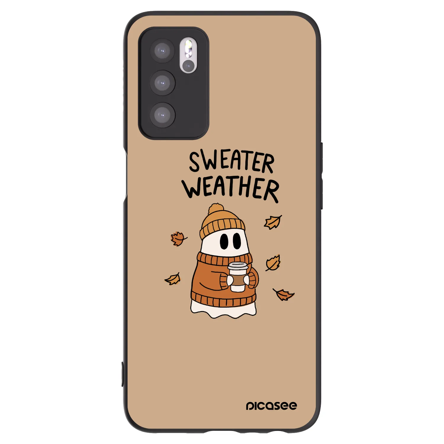 Picasee silikonový černý obal pro OPPO A16 - Sweater ghost
