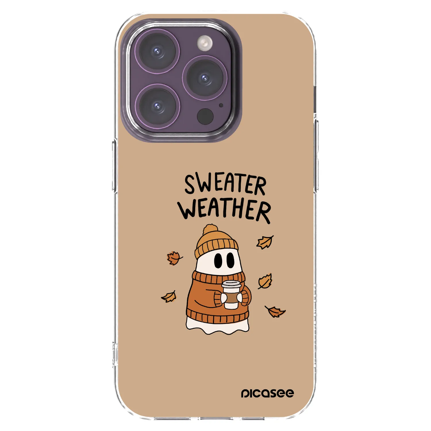 Picasee silikonový průhledný obal pro Apple iPhone 14 Pro - Sweater ghost