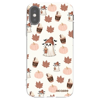 Silikonový průhledný obal pro Apple iPhone X/XS - Pumpkin spice