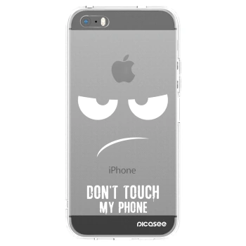 Picasee silikonový průhledný obal pro Apple iPhone 5/5S/SE - Nešahej mi na telefon