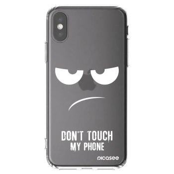 Picasee silikonový průhledný obal pro Apple iPhone X/XS - Nešahej mi na telefon