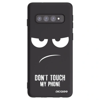 Picasee silikonový černý obal pro Samsung Galaxy S10 G973 - Nešahej mi na telefon