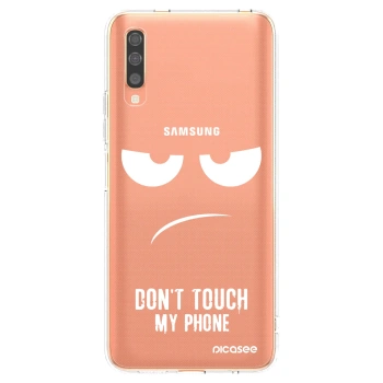 Picasee silikonový průhledný obal pro Samsung Galaxy A70 A705F - Nešahej mi na telefon