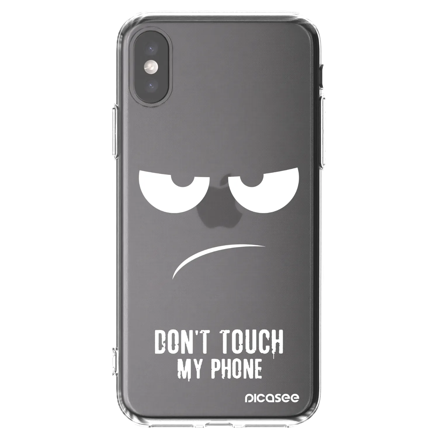 Picasee silikonový průhledný obal pro Apple iPhone X/XS - Nešahej mi na telefon