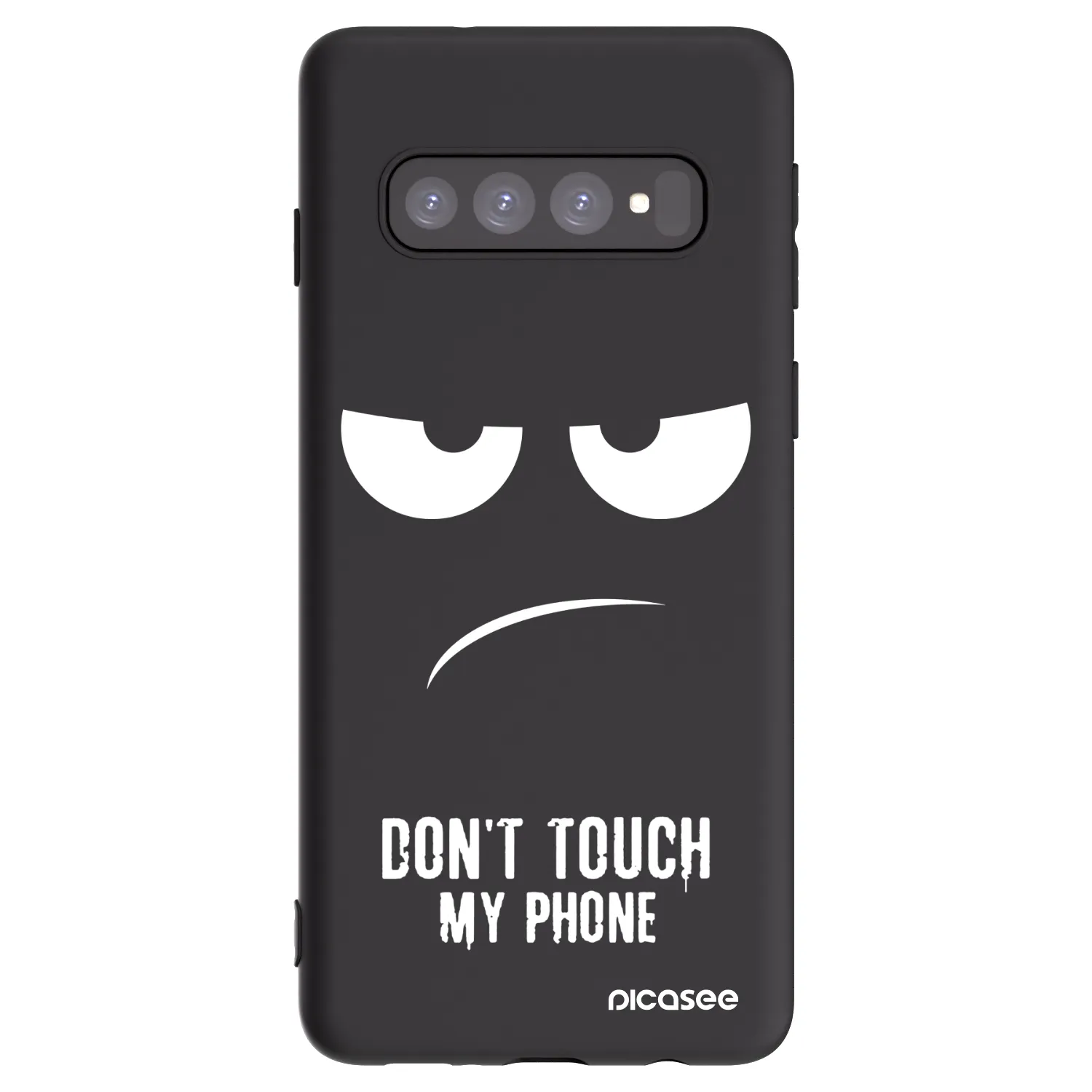 Picasee silikonový černý obal pro Samsung Galaxy S10 G973 - Nešahej mi na telefon